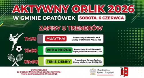 obrazek w{qgzęcie programu „Aktywny Orlik 2026” w Gminie Opatówek - zapisy na zajęcia od 6 czerwca wiecej