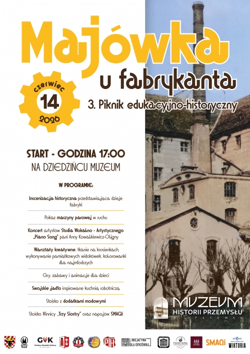 Zdjęcie do aktualności: III Piknik Historyczno-Edukacyjny „Majówka u Fabrykanta” już 14 czerwca w Opatówku wiecej